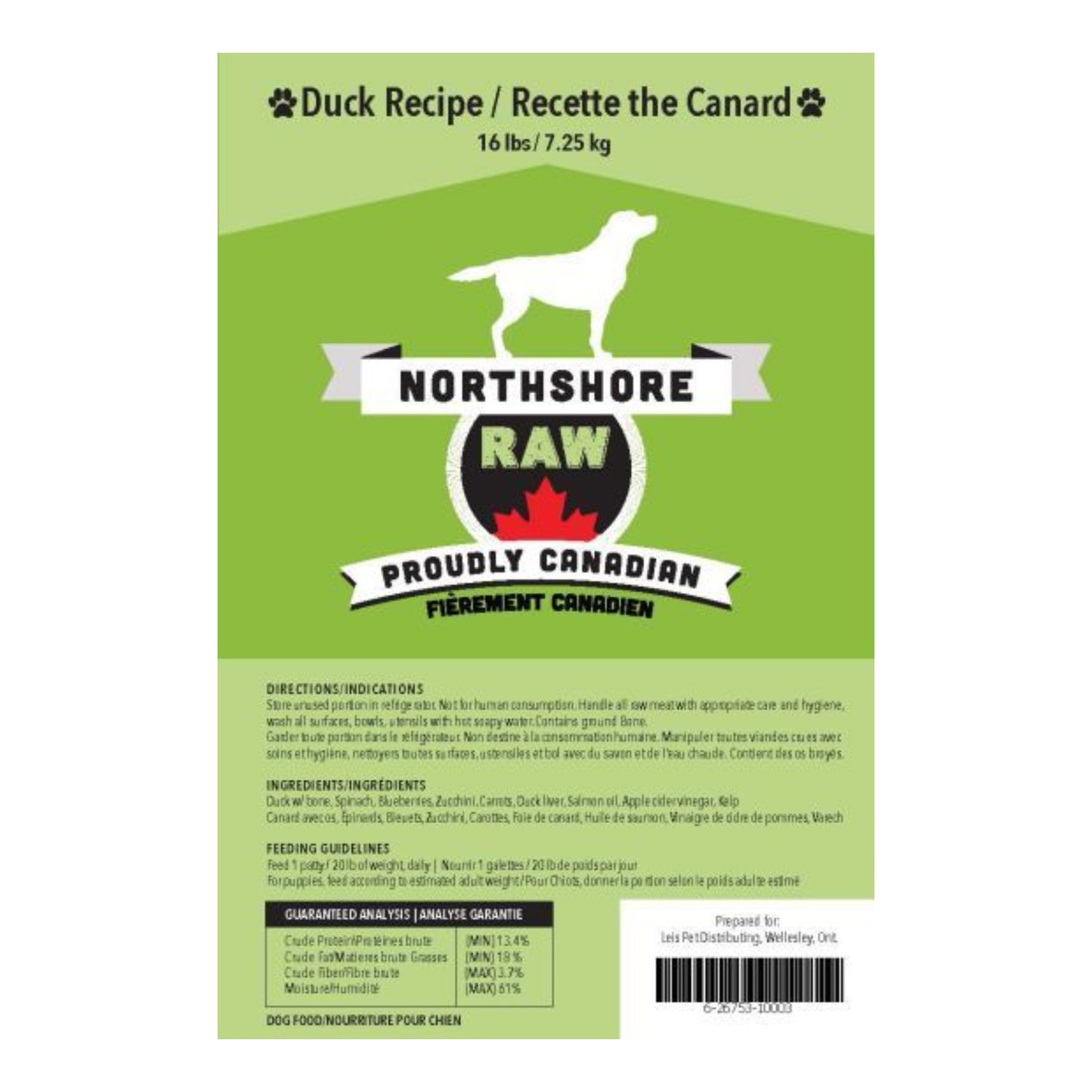 Northshore Raw Duck Recipe Dog