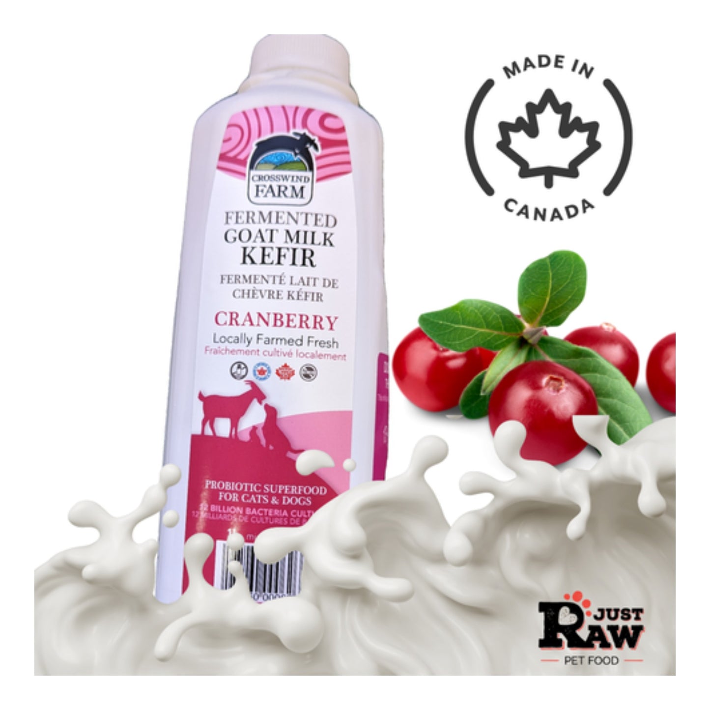 Fermented Goat Milk Kefir Cranberry - Crosswind Farm (1L)